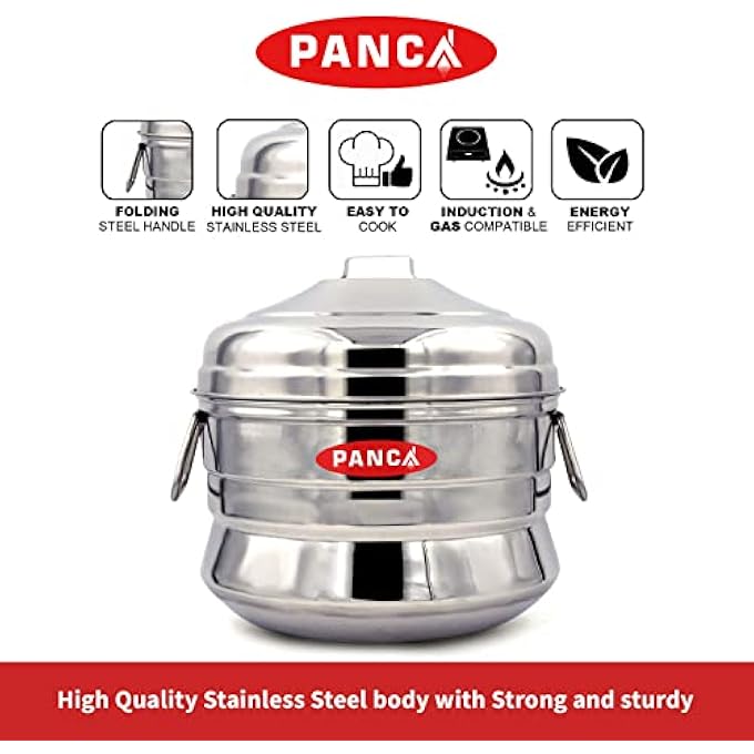 PANCA Stainless Steel Idli Maker 3 Plate Premium Idli Cooker 18 Idli Cavitiies Idli Panai Steamer Premium 18 Idli Big 15 Liter Pack of 1 - Image 3