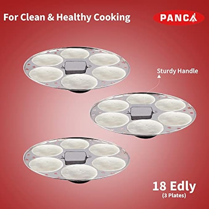 PANCA Stainless Steel Idli Maker 3 Plate Premium Idli Cooker 18 Idli Cavitiies Idli Panai Steamer Premium 18 Idli Big 15 Liter Pack of 1 - Image 4