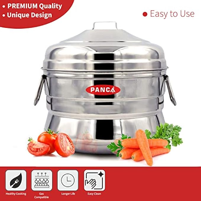 PANCA Stainless Steel Idli Maker 3 Plate Premium Idli Cooker 18 Idli Cavitiies Idli Panai Steamer Premium 18 Idli Big 15 Liter Pack of 1 - Image 5