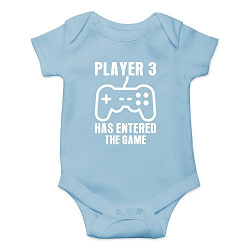 Crazy Bros Tees Crazy Bros Tee's Player 3 Has Entered the Game Baby Bodysuit Funny Infant Boy Outfit Cute Unisex Comfy Humor (6 Months, Light Blue) - Image 4