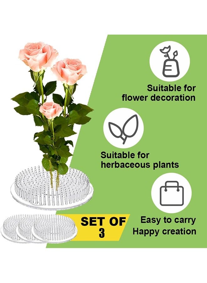 HS 3PCS Flower Frogs Plastic Floral Vase Round Clear Arranger Tool Pin Holder Japanese Arranging Plant Decoration Fixed Supplies With Bottom Home DIY Craft - Image 3
