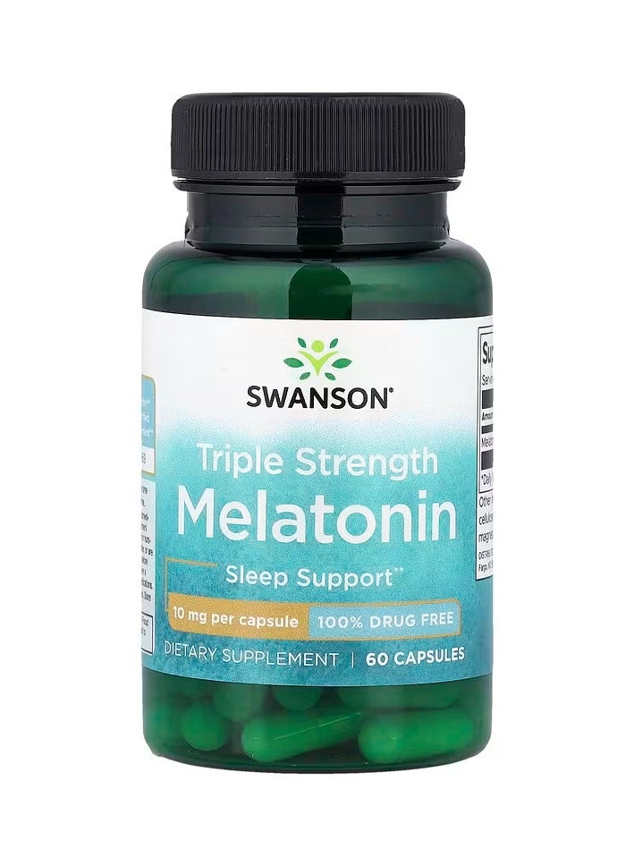 سوانسون ميلاتونين تركيبة ثلاثية القوة 10 مجم – 60 كبسولة نباتية | دعم طبيعي للنوم العميق والاسترخاء