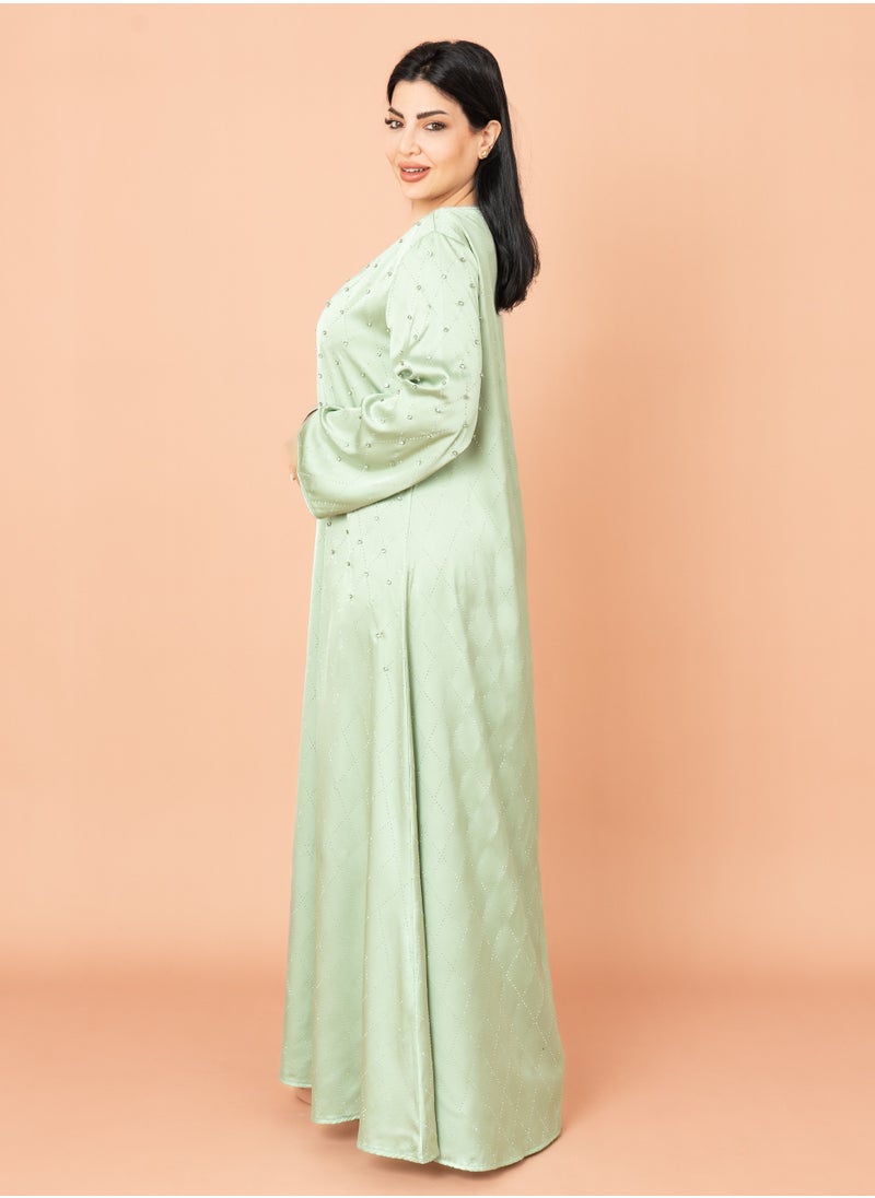 IKKXA Crystal Breeze Jalabiya Green  - Image 3
