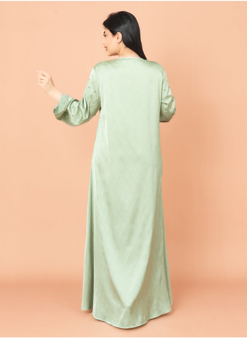 IKKXA Crystal Breeze Jalabiya Green  - Image 4
