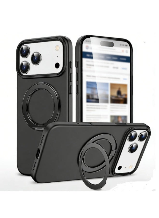 for iPhone 17 Pro Max Case Compatible with MagSafe,Magnetic Phone Case for iPhone 17 Pro Max Rotating Stand Anti-Scratch Shockproof Protective Cover Black - Image 1