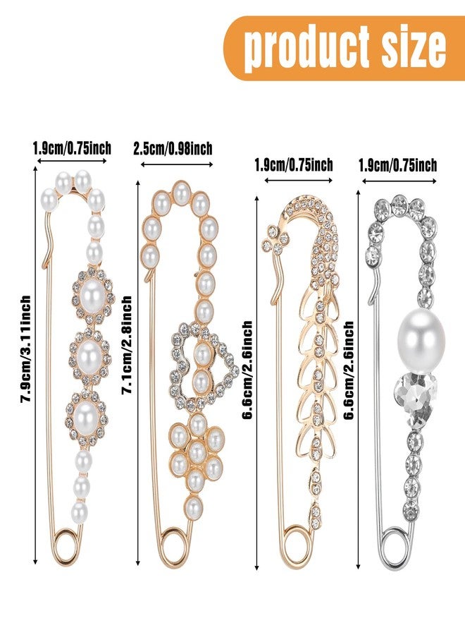 Ymapinc مجموعة دبابيس بروش من اللؤلؤ من Ymapinc، 4 قطع، للنساء، للشالات - دبابيس أمان مزينة بأحجار الراين، بروش عتيق للأطواق والكنزات والقبعات والفساتين، هدية مثالية لعيد الحب وعيد الشكر وعيد الميلاد وعيد الأم - Image 2
