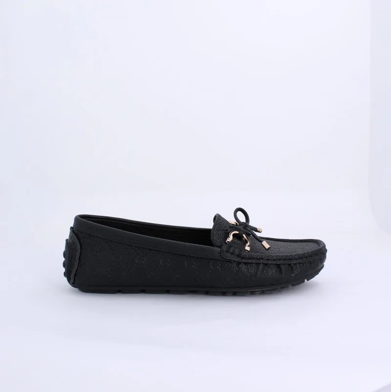 Milano Varda Embossed Loafers & Moccasins Flats-Black