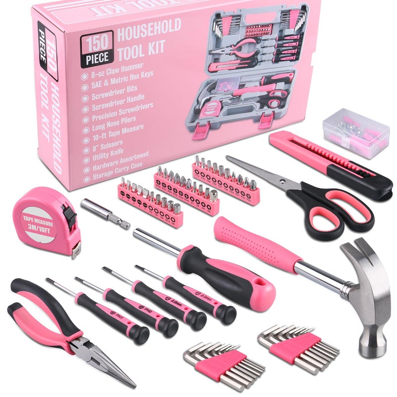 WINNER 150-Piece Pink Color All-Purpose Household Tool Kit in Toolbox Storage Case, Perfect for Women, Ladies and Girls with General Home Repairs, DIY Project, Garage, Office and College Dormitory Use - Image 3
