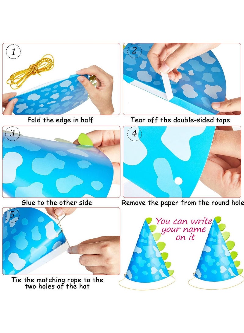 NIBEMINENT 20Pcs Colorful Party Hats, Dinosaur Themed Birthday 5 Styles Kids Fun Celebration Kit Supplies Decorations for Group Activities, Games - Image 4