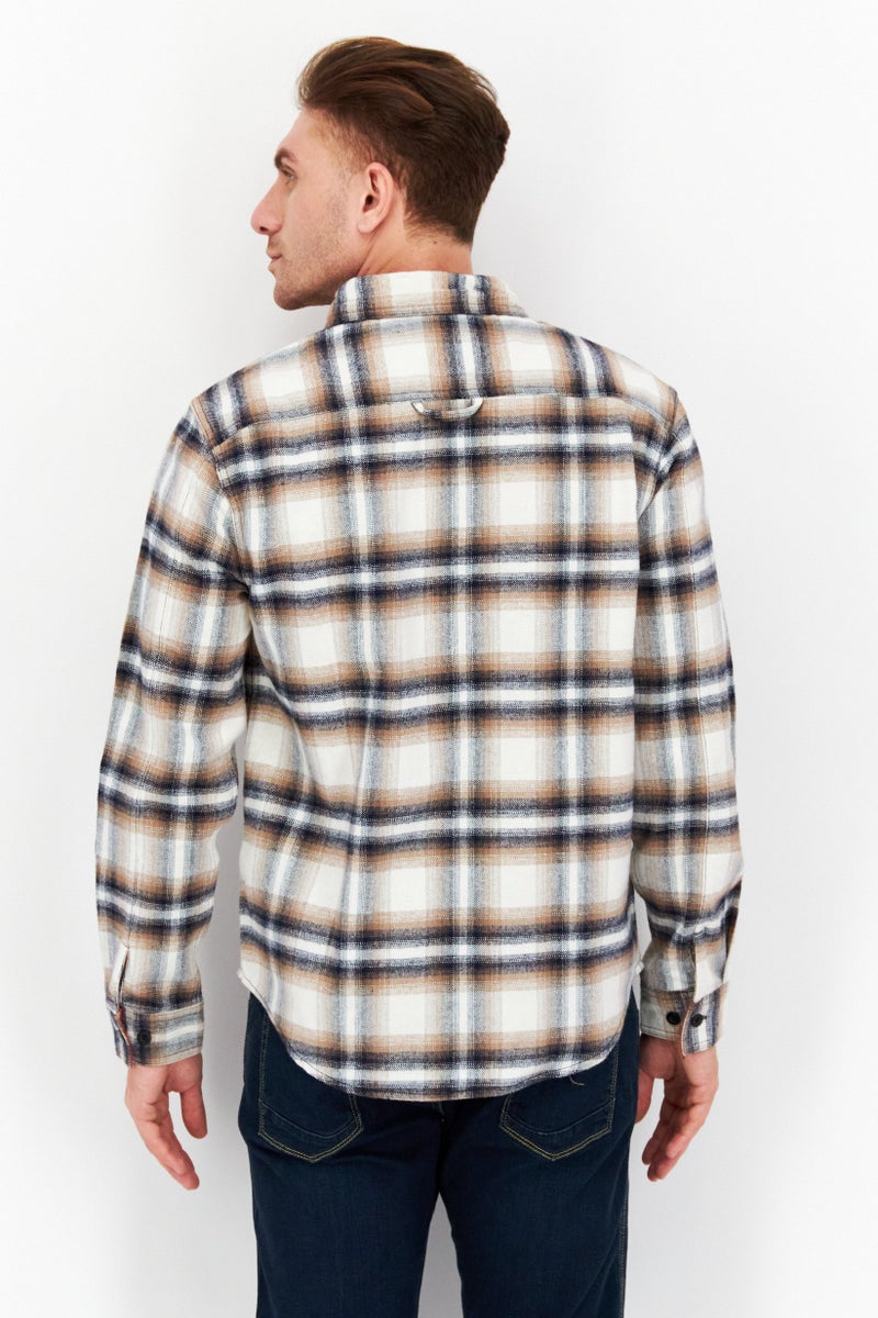 Rainforest Men Regular Fit Plaid Flannel Casual Shirt, White - Image 2