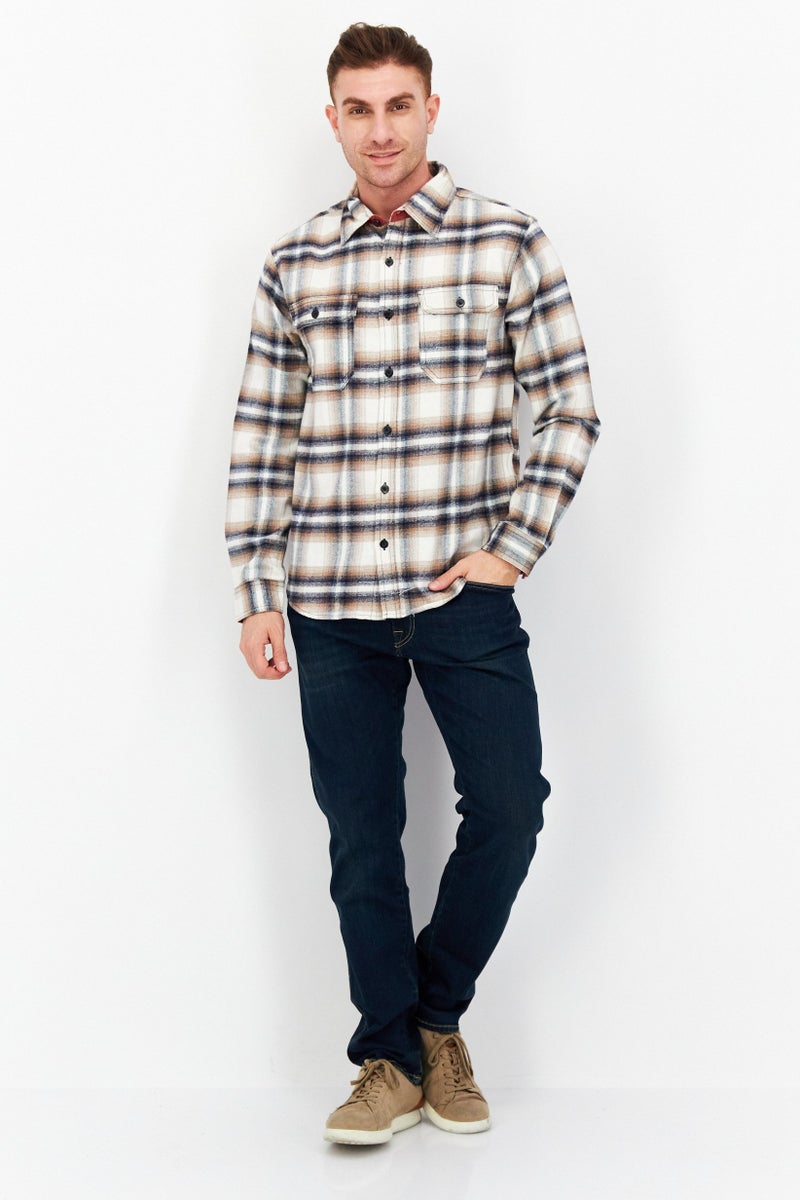 Rainforest Men Regular Fit Plaid Flannel Casual Shirt, White - Image 4