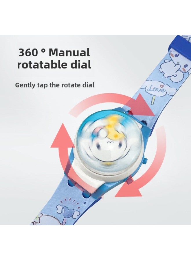 Exquisite Cartoon Sanrio Rotating Glass Cover Flip Top Watch Can Rotate And Decompress Kidsren's Digital Watch-Color:807  Super Mario - Image 5