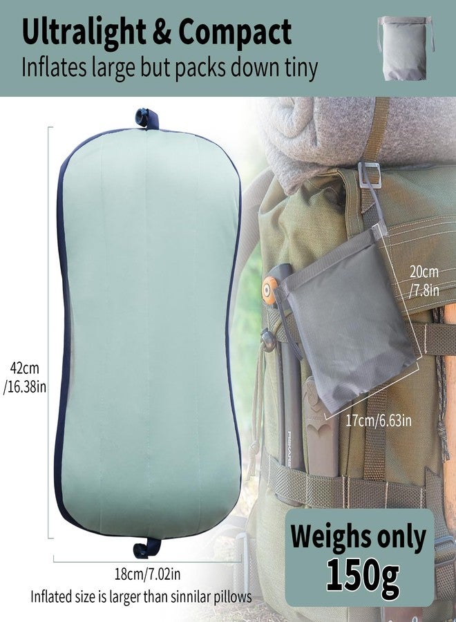 Kiluiu Inflatable Travel Pillow, Portable Air Pillow, Beach Camping Pool Pillow - Fast Inflation/Deflation Compact Neck Support (Aqua Green) - Image 2