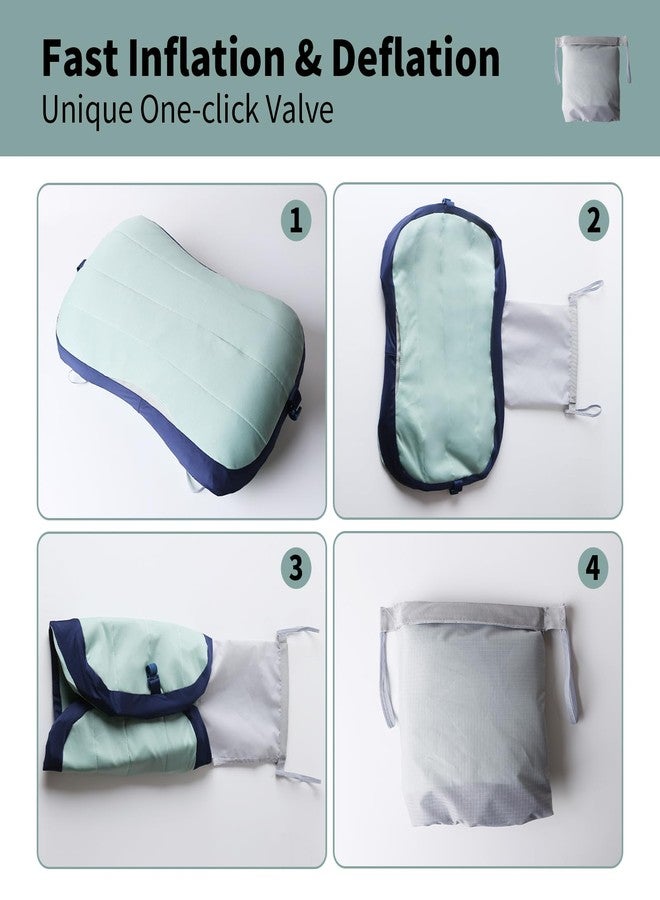 Kiluiu Inflatable Travel Pillow, Portable Air Pillow, Beach Camping Pool Pillow - Fast Inflation/Deflation Compact Neck Support (Aqua Green) - Image 5