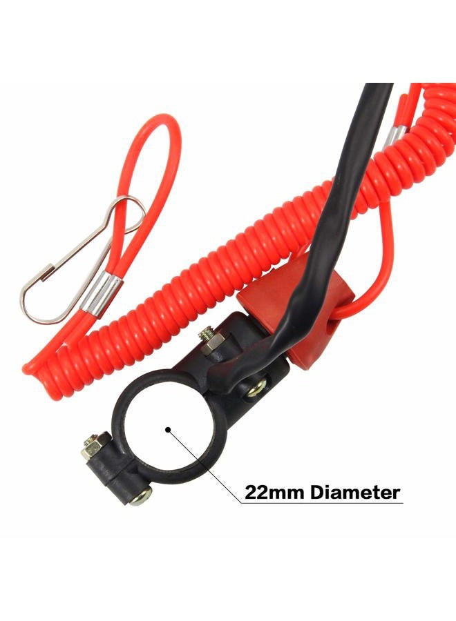ZOOKOTO Kill Stop Switch for Motorcycle Boat Outboard Engine Motor 22mm 7/8" with Tether Lanyard Cord - Image 3