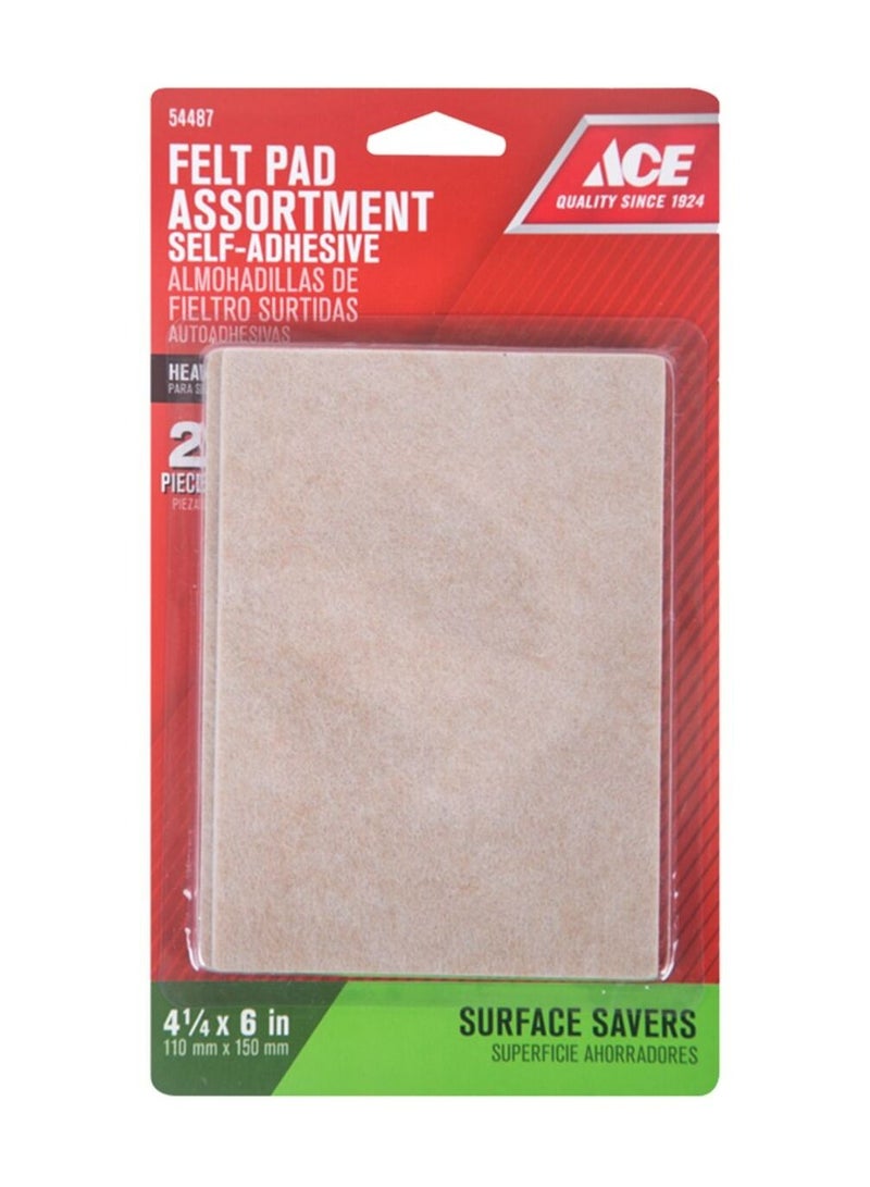 ACE Ace 2-Piece Self Adhesive Felt Pads Brown 4.25x6Inch