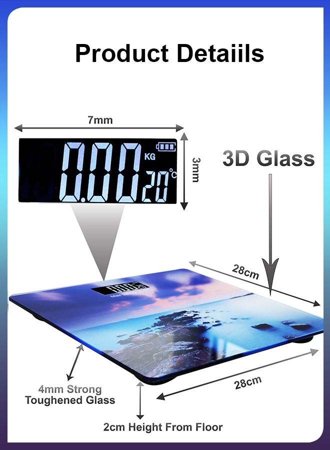 DBLEW 3D Automatic Personal Digital Weighing Smart Scale Intelligent Electronic Household Machine With LCD Display Accurate Body Fat Weight Measurement For Bathroom Kitchen Home Office lbs/kg  - Image 3