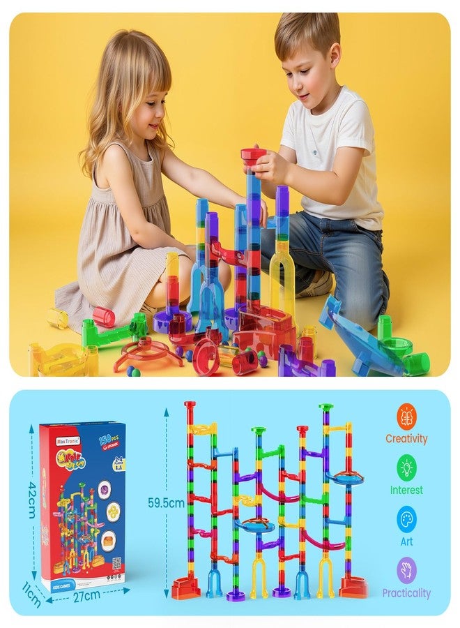 MaxTronic Marble Run, 150 Pcs Marble Maze Race Building Blocks Toy Game & STEM Learning Toys Christmas Birthday Gift for Kids Aged 3-12 - Image 4