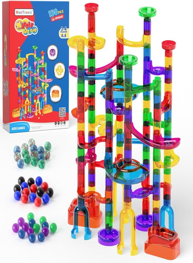 MaxTronic Marble Run, 150 Pcs Marble Maze Race Building Blocks Toy Game & STEM Learning Toys Christmas Birthday Gift for Kids Aged 3-12 - Image 1
