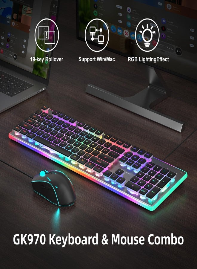 Camiysn Gaming Keyboard and Mouse, Black 104 Keys RGB and 6 Speed RGB Mouse Combo, Pudding Keycaps Silent Computer Keyboard for Computer/PC/Laptop/Mac/Windows/Office - Image 2