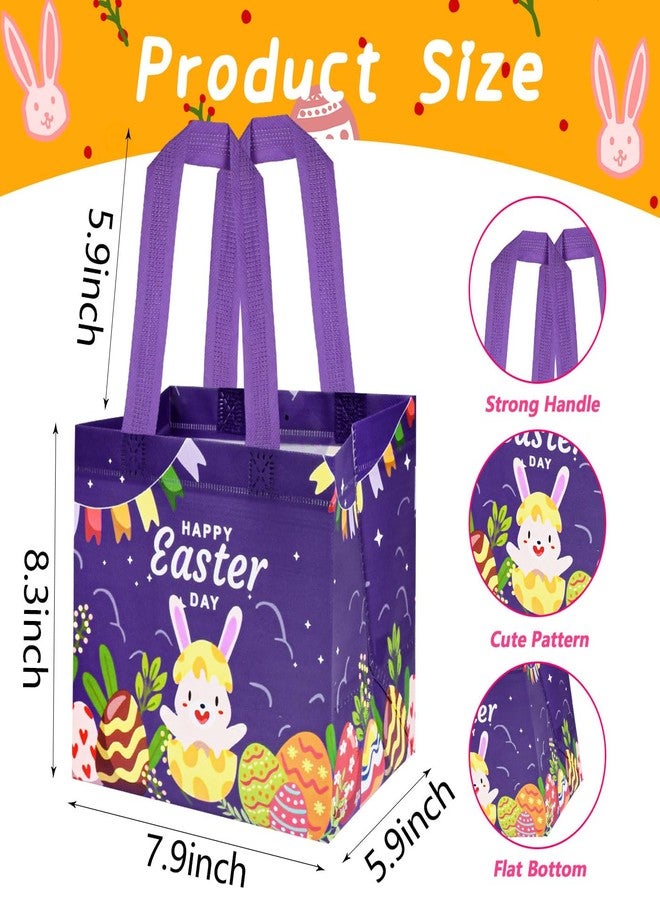 DECHISY 12Pack Easter Bags with Handles for Kids, Bunny Carrot Chick Reusable Easter Egg Hunt Bags, Non-Woven Easter Baskets for Gifts Wrapping, Easter Egg Hunt, Easter Party Favors, 8.3×7.9×5.9inch - Image 2