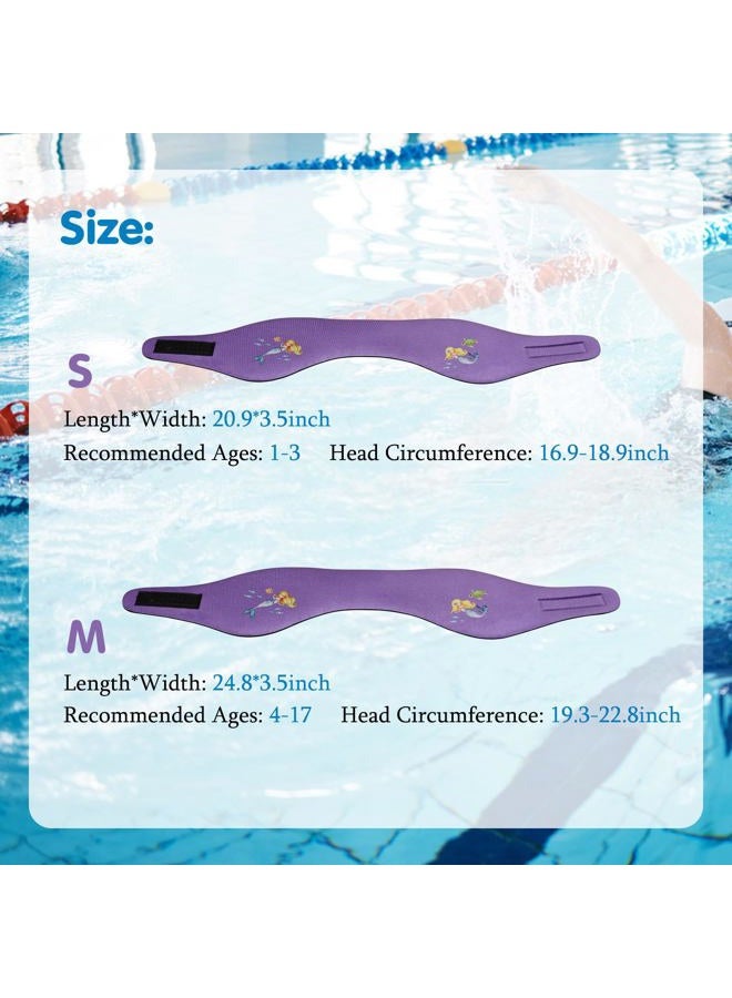 HeySplash Swimming Headband, High Elasticity Waterproof Neoprene Hair Band with Cute Mermaid Pattern for Swimming and Surfing, S - Purple Mermaid - Image 5