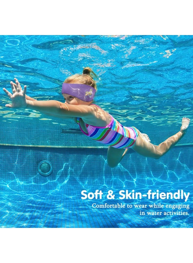 HeySplash Swimming Headband, High Elasticity Waterproof Neoprene Hair Band with Cute Mermaid Pattern for Swimming and Surfing, S - Purple Mermaid - Image 4