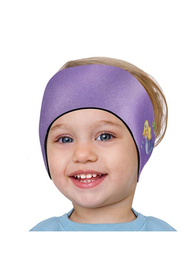 HeySplash Swimming Headband, High Elasticity Waterproof Neoprene Hair Band with Cute Mermaid Pattern for Swimming and Surfing, S - Purple Mermaid - Image 1