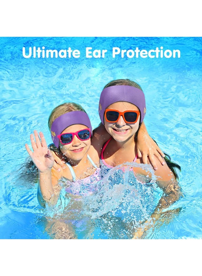 HeySplash Swimming Headband, High Elasticity Waterproof Neoprene Hair Band with Cute Mermaid Pattern for Swimming and Surfing, S - Purple Mermaid - Image 2