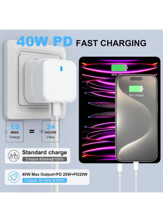 WinCheer شاحن 40 وات من النوع C مع قابس USB C ثنائي المنافذ 20 وات، محول شحن سريع PD قابل للطي ومتوافق مع iPhone و iPad و Samsung Galaxy و Huawei و Oppo - Image 4