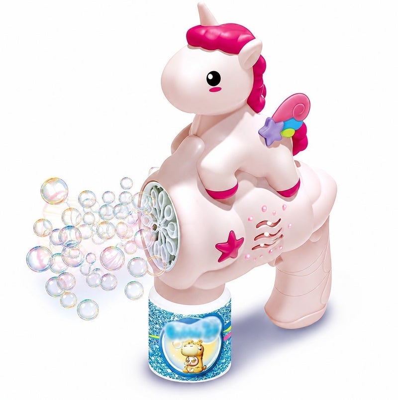 O2. Rainbow Horse Bubble Gun with Light Wings – Includes 100ML Bubble Solution - Image 2