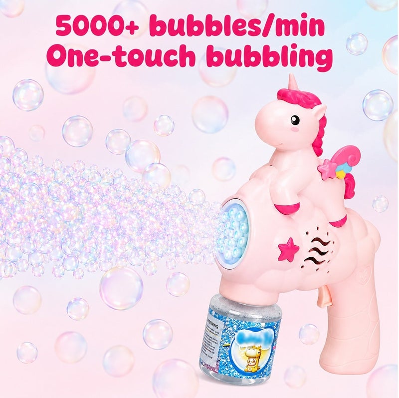 O2. Rainbow Horse Bubble Gun with Light Wings – Includes 100ML Bubble Solution - Image 4