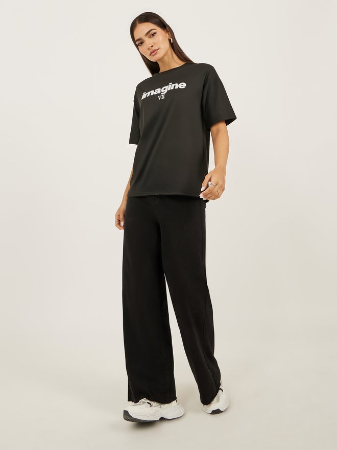 Styli Slogan Print Round Neck Short Sleeve T-Shirt - Image 2