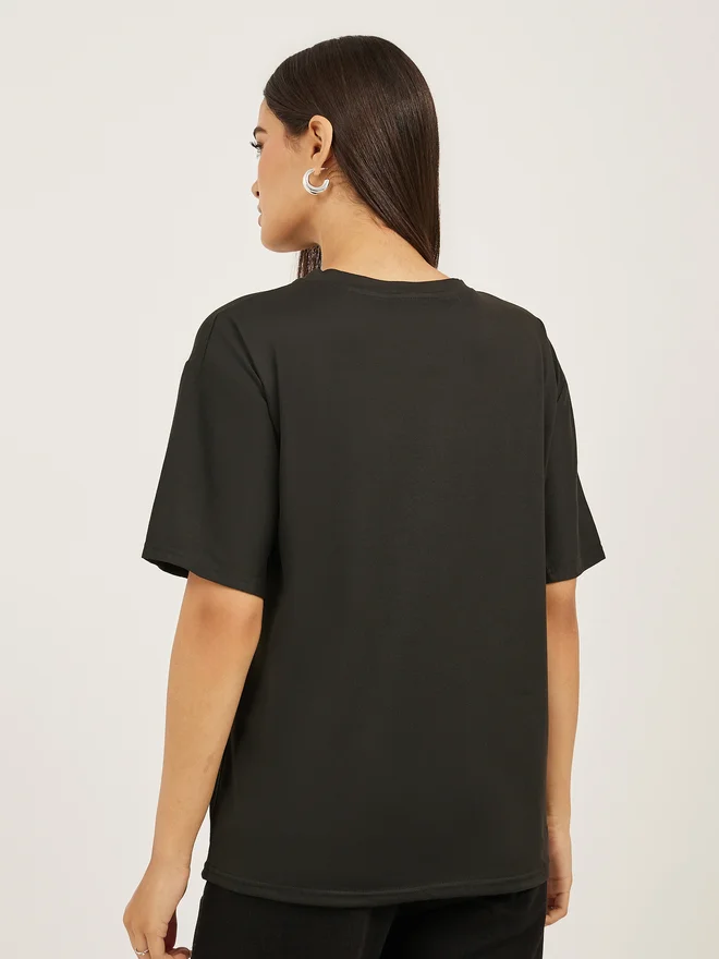 Styli Styli Slogan Print Round Neck Short Sleeve T-Shirt