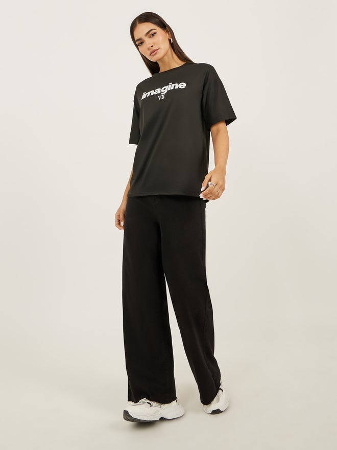 Styli Slogan Print Round Neck Short Sleeve T-Shirt - Image 2