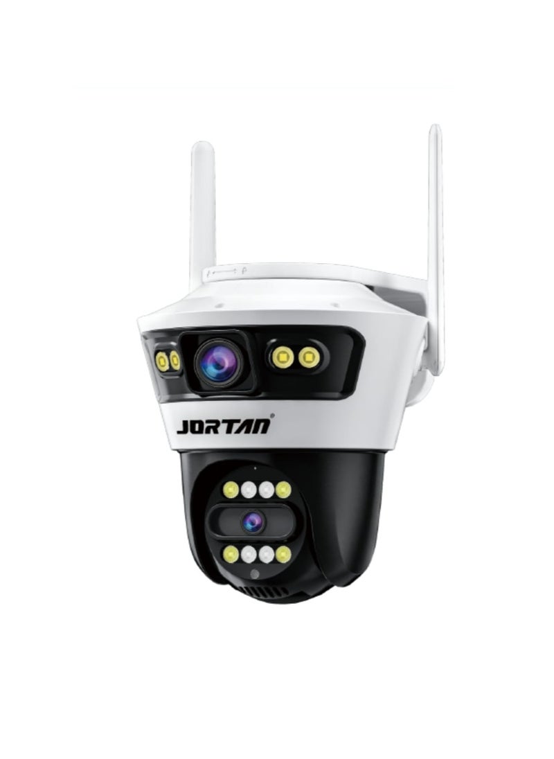 جورتان كاميرا Jortan 8MP مزدوجة العدسات داخلية وخارجية للواي فاي، رؤية ليلية بالأشعة تحت الحمراء بالألوان الكاملة، تحدث في اتجاهين، كشف الحركة، IP66 مقاوم للماء والغبار، تحكم PTZ، تسجيل 24/7  - Image 1