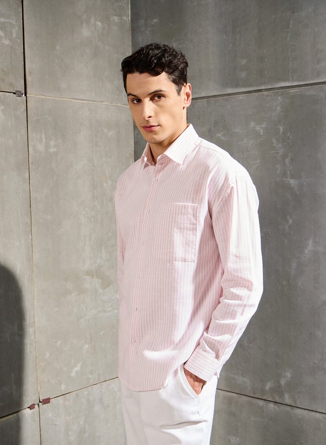 Mascln Sassafras Men Striped Long Sleeve Relaxed Fit Shirt - Image 3