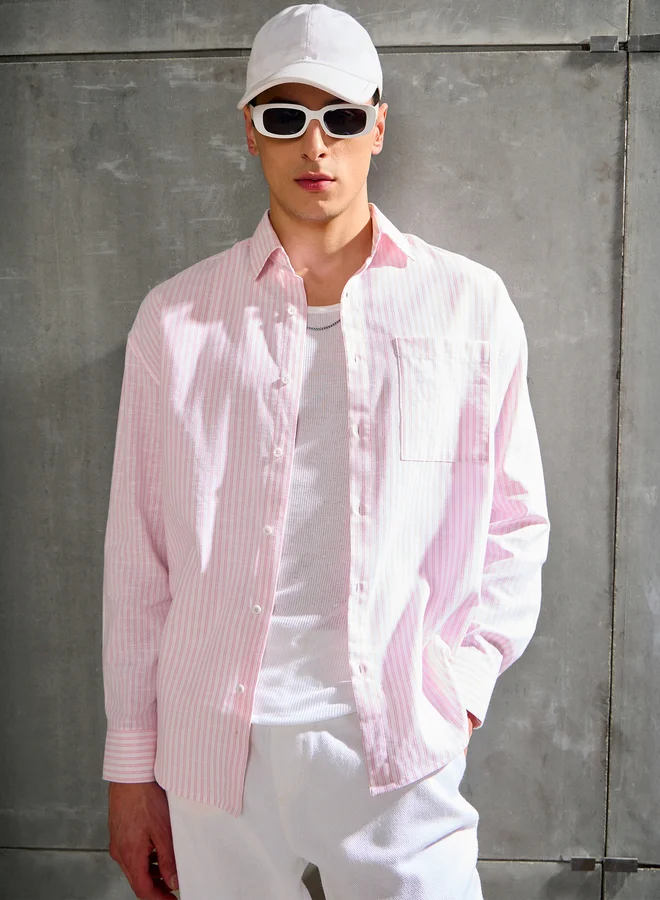 SASSAFRAS Sassafras Men Striped Long Sleeve Relaxed Fit Shirt