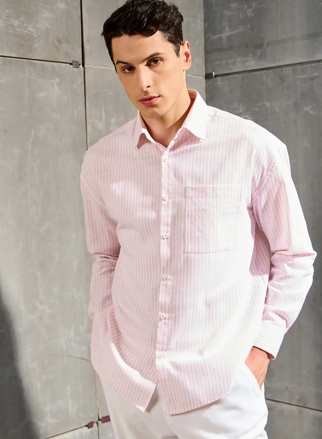 SASSAFRAS Men Striped Long Sleeve Relaxed Fit Shirt