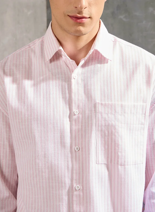 SASSAFRAS Men Striped Long Sleeve Relaxed Fit Shirt