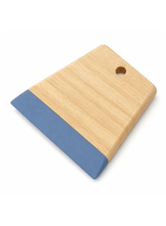 Wooden Dough Cutter with Food-Grade Silicone Edge, Wooden Dough Scraper for Bread, Pizza & Pastry Dough, Non-Scratch Bench Scraper, 12 × 11 cm Blue - Image 1