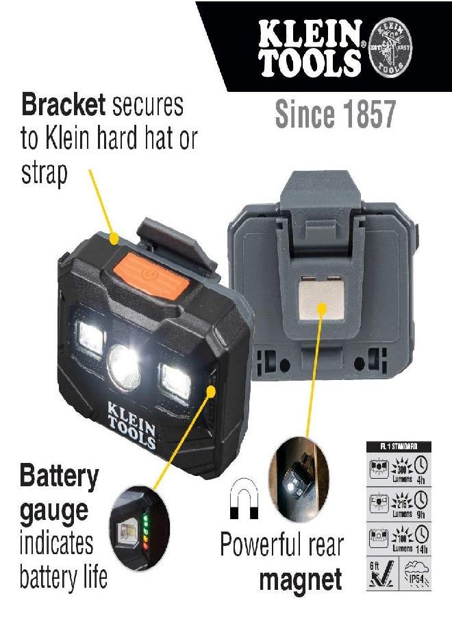 Klein Tools Klein Tools 56062 Rechargeable LED Headlamp / Worklight for Klein Hardhats, 300 Lumens, All-Day Runtime, 3 Modes, for Work and Outdoors  - Image 2