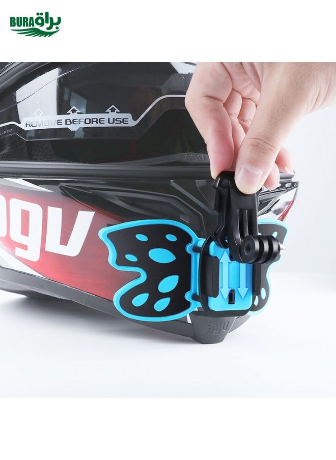 BURAQ - Butterfly Helmet Mount Adapter for GoPro, Insta360, DJI and Other Action Cameras(Blue) - Image 1