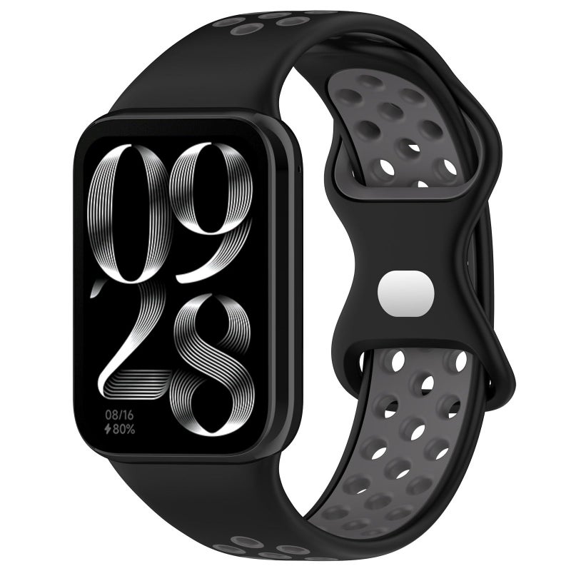 Disscool Soft Silicone Adjustable Bands Compatible with Xiaomi Band 9 Pro/8 Pro & Redmi Watch 5/4 – Black + Grey Set - Image 2