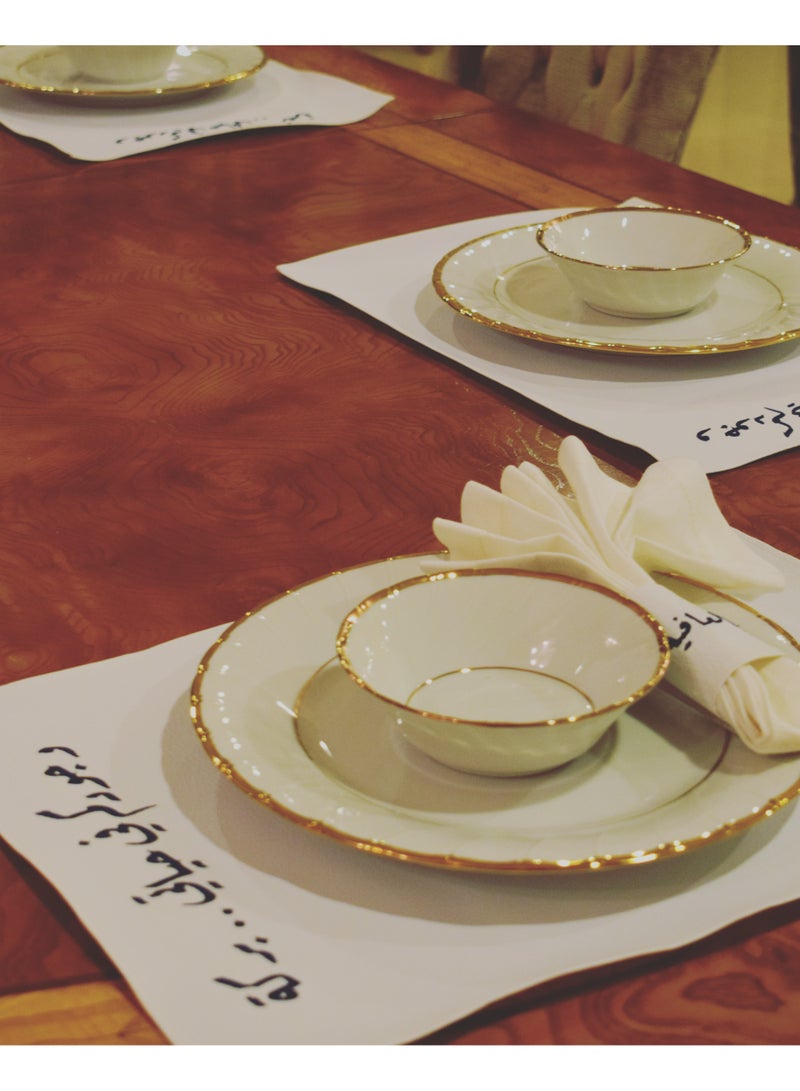 Passion District حامل مفارش جلدية بيضاء ومجموعة من 6 حلقات جلدية للمنديل - Image 1