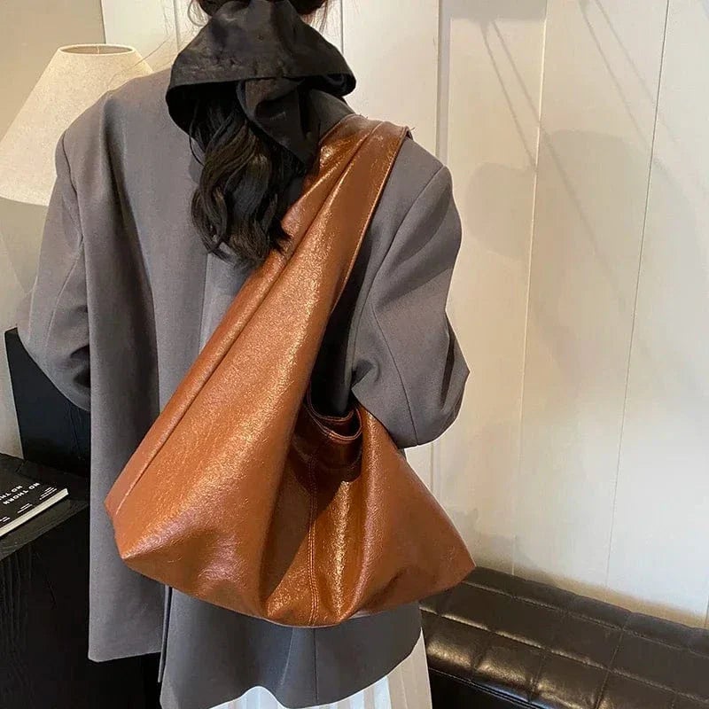 SheSelects Vegan Leather Hobo Bag for Women, Slouchy Everyday Shoulder Purse - Black - Image 2