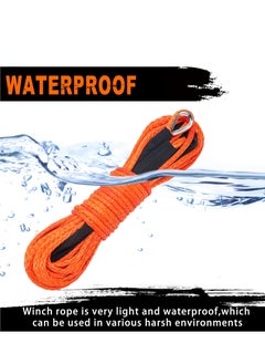 SYOSI Synthetic Winch Rope Line Cable 1/4" x 50ft 10000 LBS with Protective Sleeve Fits 4WD Off Road Vehicle for UTV ATV SUV Truck Orange  - Image 4
