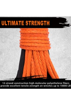 SYOSI Synthetic Winch Rope Line Cable 1/4" x 50ft 10000 LBS with Protective Sleeve Fits 4WD Off Road Vehicle for UTV ATV SUV Truck Orange  - Image 2
