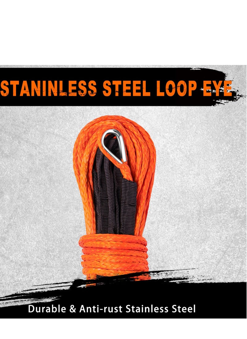 SYOSI Synthetic Winch Rope Line Cable 1/4" x 50ft 10000 LBS with Protective Sleeve Fits 4WD Off Road Vehicle for UTV ATV SUV Truck Orange  - Image 3