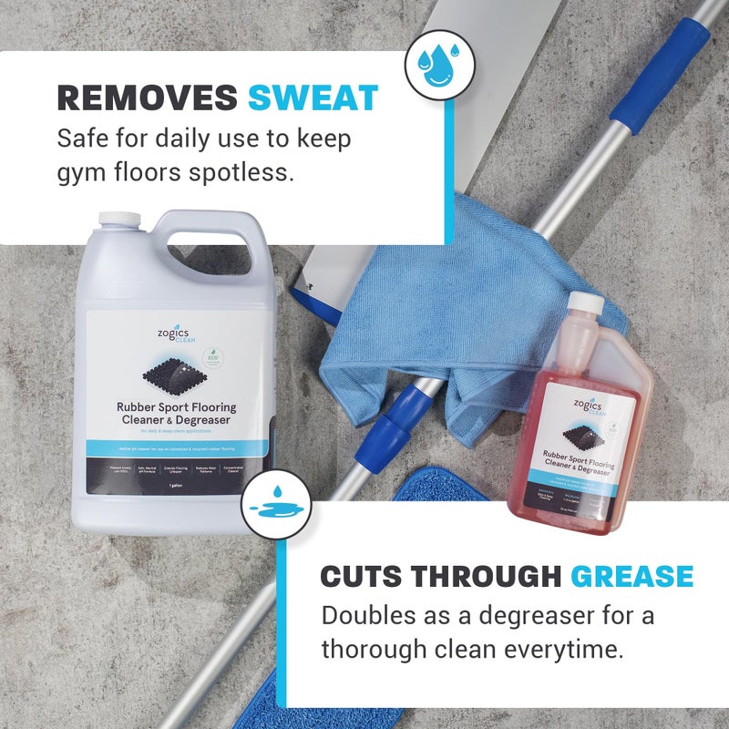 Zogics Rubber Flooring Cleaner and Degreaser â€“ Cleaner Concentrate and Heavy Duty Degreaser for Rubber Floors and Mats, Biodegradable and Non Toxic Cleaner (1 Gallon) - Image 2